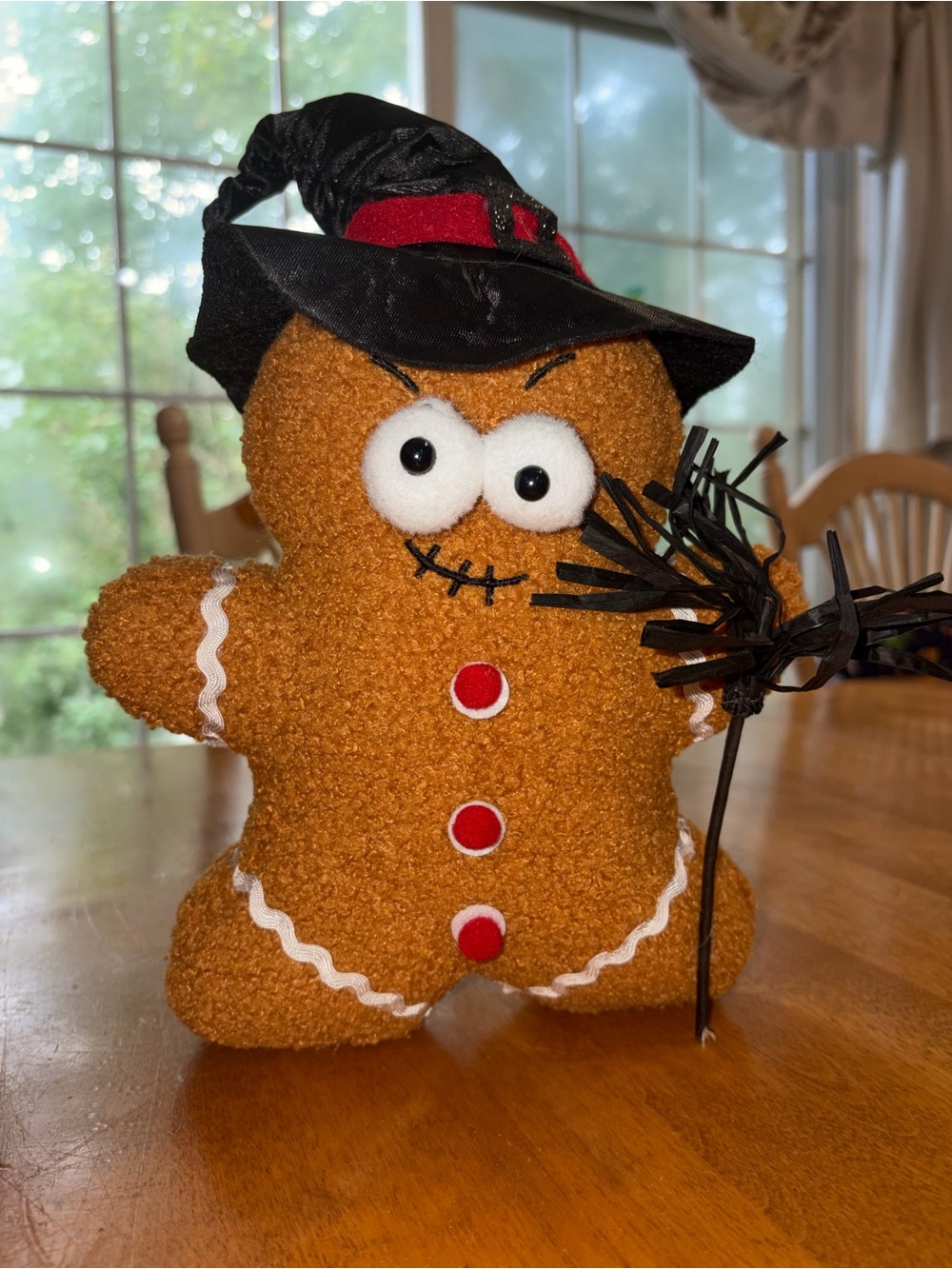 Plush Gingerbread Witch Accent Pillow - Brown